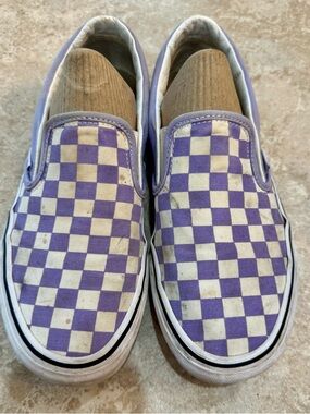 Vans Checkerboard Slip-On in Lavender and White